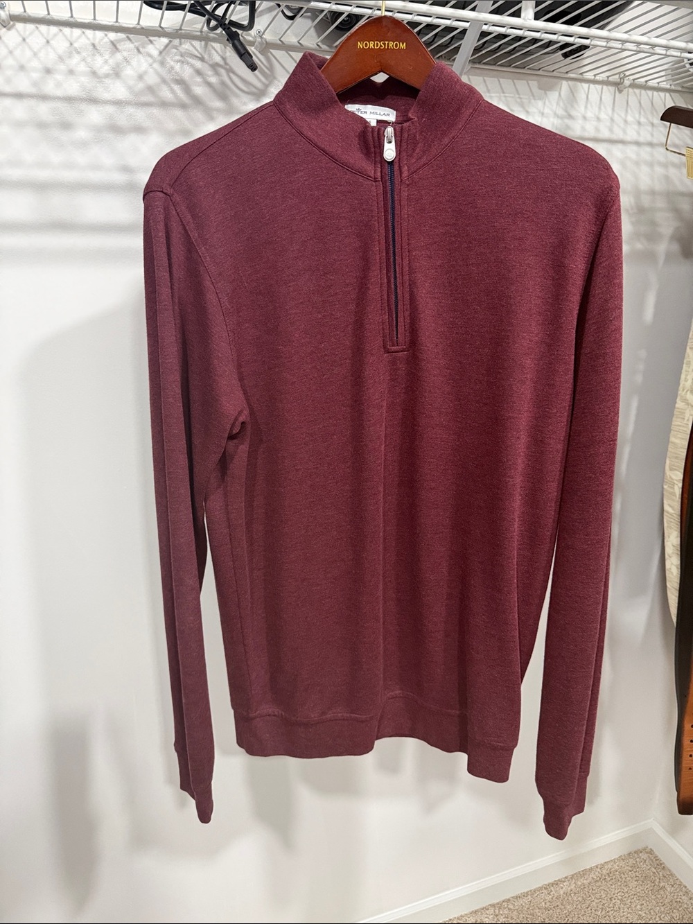 Peter Millar Men’s Burgundy Zip Mock-Neck Sweater